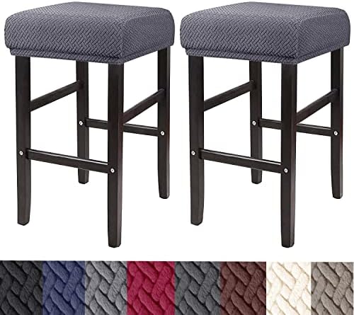 HFCNMY Gray Stretch Rectangle Stool Covers 2 Pack