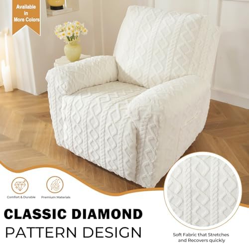Vctops 4 Piece Geometric Plush Recliner Slipcover
