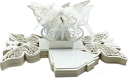 Zorpia 50pcs Laser Cut Butterfly Wedding Favor Box
