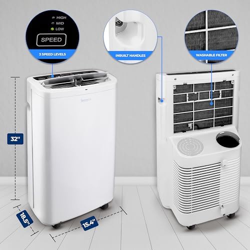 SereneLife 14000 BTU Portable AC with Dehumidifier and Fan