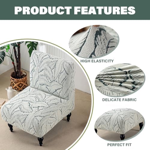 Buenanir Armless Chair Cover for Slipper Chair Green
