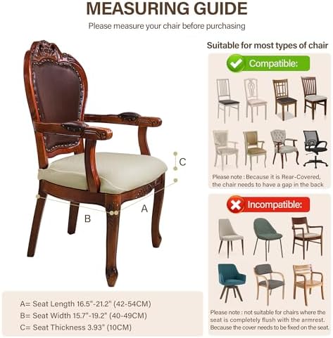 CZL Dining Chair Seat Covers 2 Pack with Zipper and Elastic