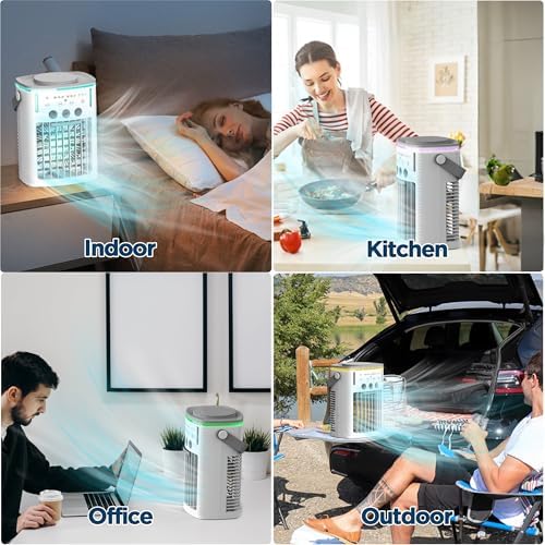 4-in-1 Portable Air Cooler Fan with Humidifier and Night Light