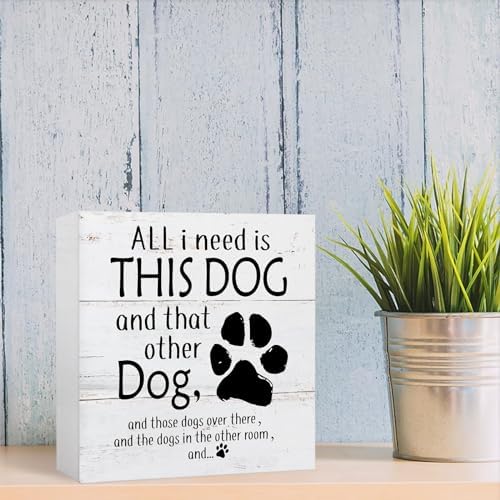 Dog Decor Wooden Box Sign 7x7 Inch Home Decor