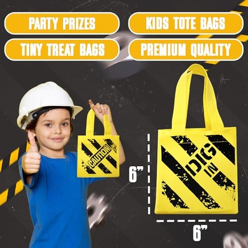 Construction Themed Tote Bags for Kids Birthday Party Supplies