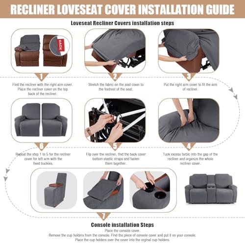 VANSOFY Recliner Loveseat Cover with Middle Console