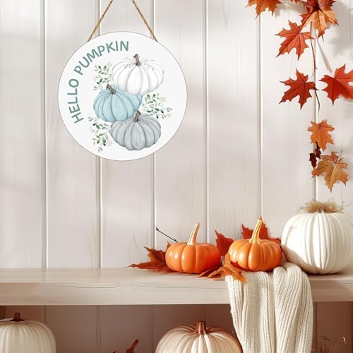 Fall Door Decor with Hello Pumpkin Sign