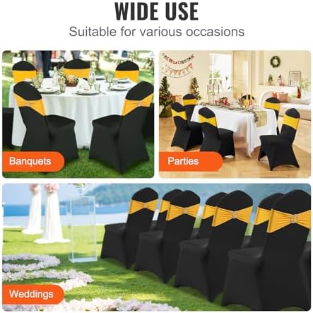 VEVOR 50 Pcs Black Chair Covers for Weddings and Banquets