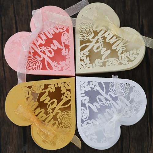 PatPatPet 50pcs Heart Shape Wedding Candy Boxes