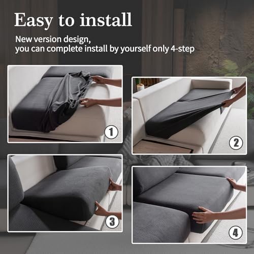 Sectional Couch Covers 4 Pieces 3 Seaters1 Chaise Dark Gray
