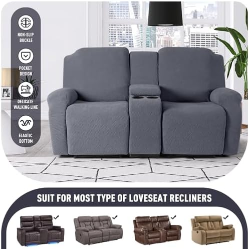 Modern 2 Seat Recliner Covers with Console