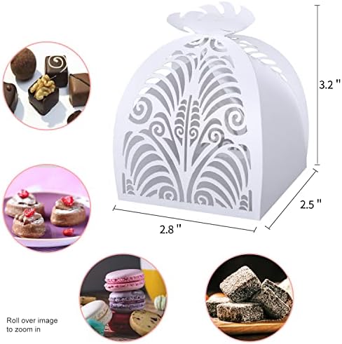KPOSIYA Pack of 70 Laser Cut Favor Boxes White