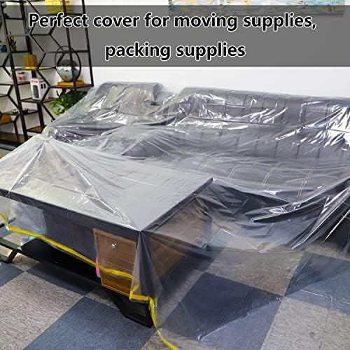 HERSENT 12ft Thick Plastic Sofa Cover for Moving Storage