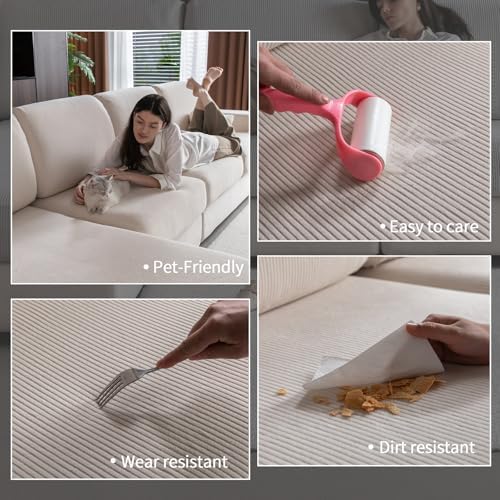 OHSIO Sectional Couch Covers 4 Pieces Ivory