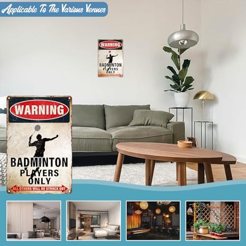 Badminton Warning Decor Sign Players Only 8x12 Inch