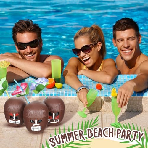 Yungyan 24 Piece Tiki Totem Coconut Cups Set