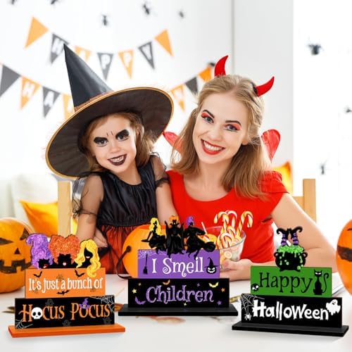 Halloween Witch Table Signs 3PCS Wooden Decor