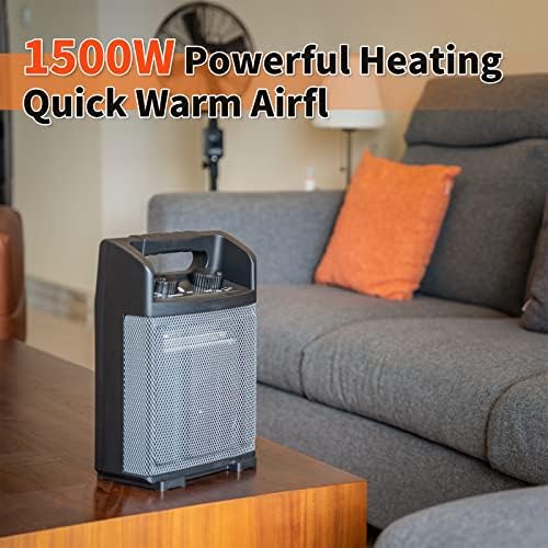 HiCFM 1500W Electric Space Heater with Thermostat Control and Fan Only Option