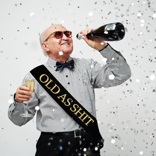 Old As Sht Sash - Birthday Retirement Party Accessory Black 1