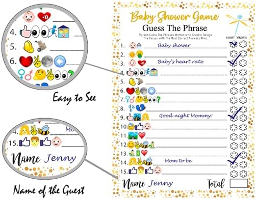 LOTUS-A Baby Shower Games - Guess The Phrase and Predictions Cards