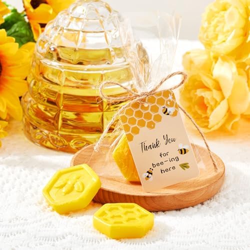 24 Pcs Honeycomb Baby Shower Favors with Stick Soap Yellow