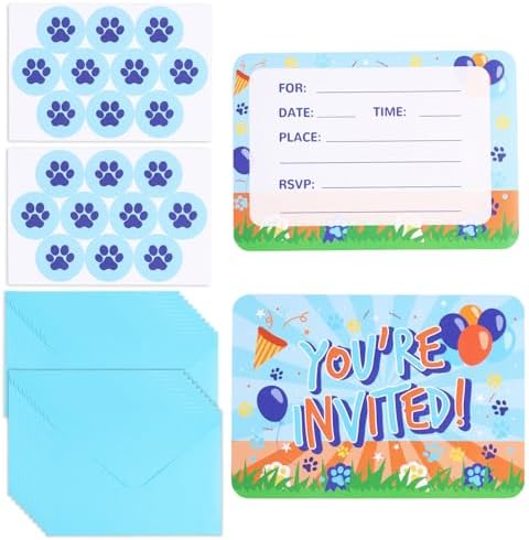 SAVITA Blue Birthday Invitations Set of 20 with Envelopes and Stickers