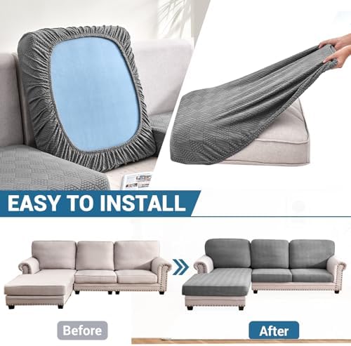 Deep Dream Sectional Sofa Covers 6 Piece Set Dark Grey