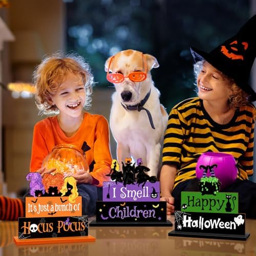 Halloween Witch Table Signs 3PCS Wooden Decor
