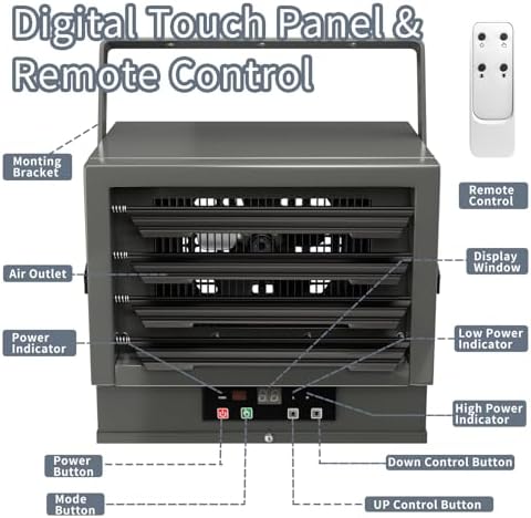 Electric Garage Heater with Remote 7500W Ceiling Mount