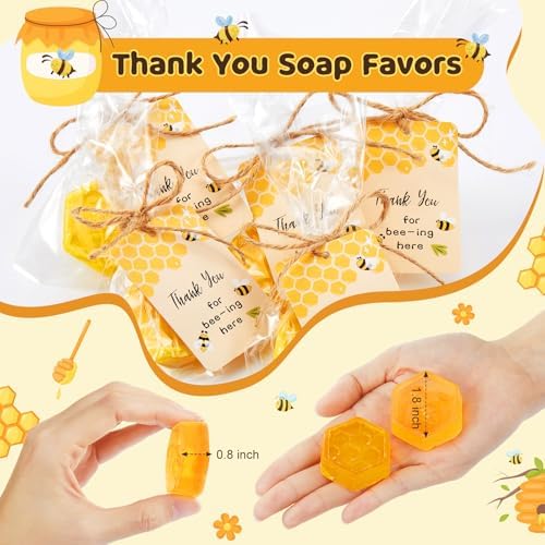 24 Pcs Honeycomb Baby Shower Favors with Stick Soap Yellow