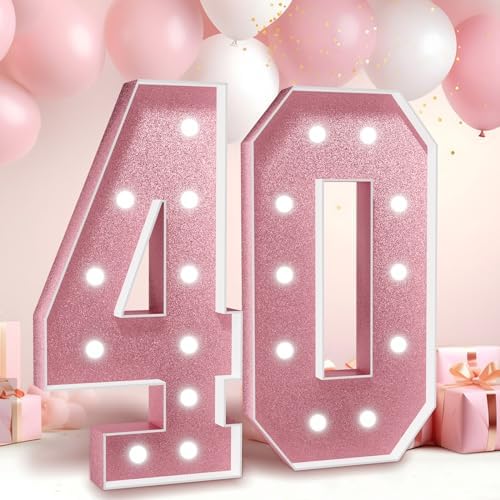 4FT Rose Gold Light Up 40th Birthday Marquee Sign