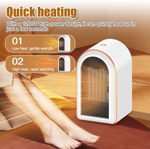 1200W Portable Desk Space Heater with Tip-over Protection 1