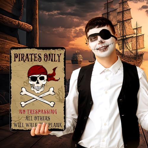 MorningRo 2 Pcs Pirate Metal Wall Signs