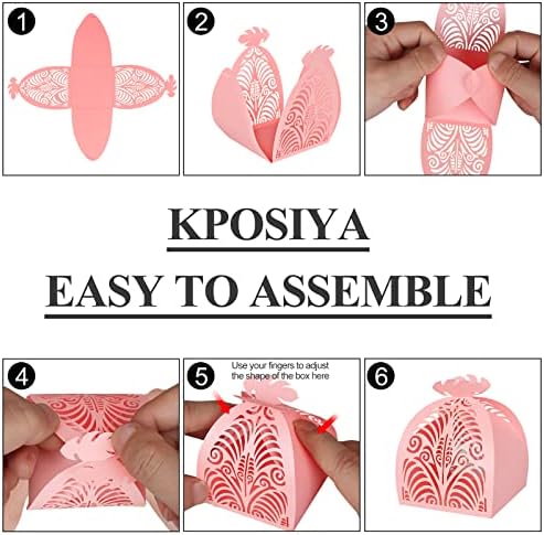 KPOSIYA Pack of 70 Laser Cut Favor Boxes Pink Wedding Party Gifts