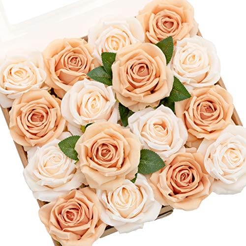 Lings Moment Artificial Flowers 16pcs Silk Roses with Stems 1