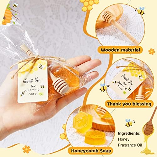 48 Pcs Baby Shower Favors Honeycomb Soaps with Wooden Sticks