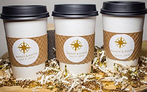Gold Confetti on White 2 Inch Party Favor Labels