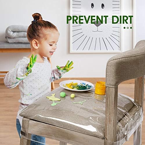 4 Pack Clear Dining Chair Covers with Adjustable Velcro Slipcovers