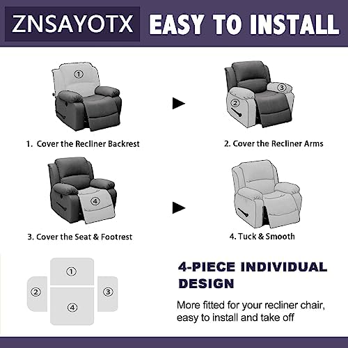 ZNSAYOTX Stretch Velvet Recliner Cover Set