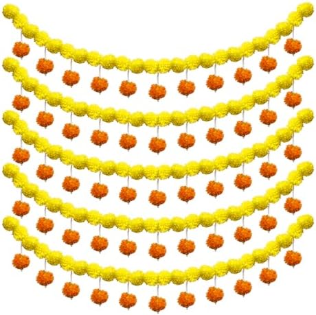 5 Pcs Marigold Garland with Pearls Decor