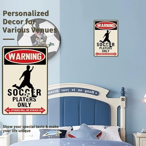 Soccer Decor Warning Sign 8x12 Inch Aluminum