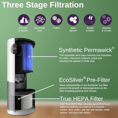 Hunter Fan Company 2 in 1 Air Purifier and Humidifier BlackSilver 1