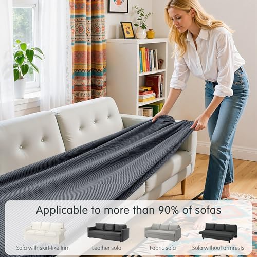 Hokway Stretch Sofa Slipcover Protector - Gray Large