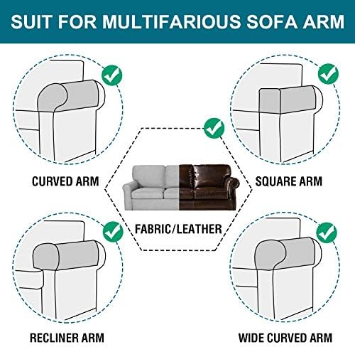 Turquoize Stretch Armrest Covers for Chairs and Sofas Gray Set of 2
