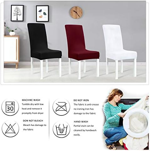Obstal Black Stretch Spandex Chair Covers Set of 4