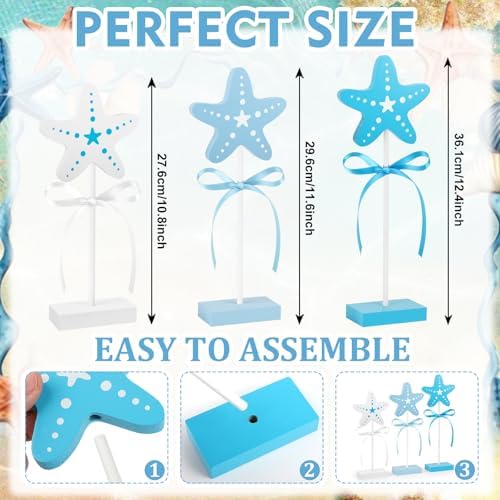 3 Pcs Summer Tiered Tray Decorations Set Starfish