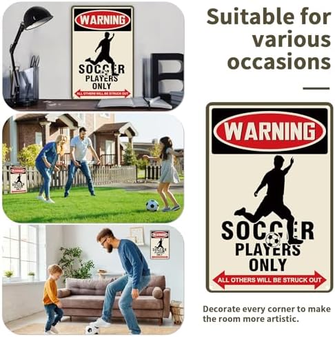 Soccer Decor Warning Sign 8x12 Inch Aluminum