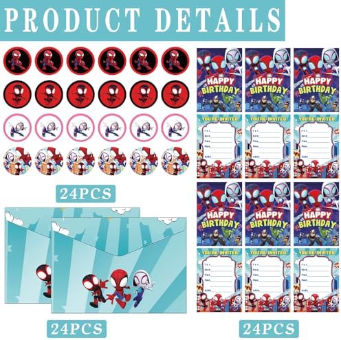 24 Pack Friends Party Invitations with Envelopes and Stickers 1