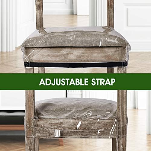4 Pack Clear Dining Chair Covers with Adjustable Velcro Slipcovers