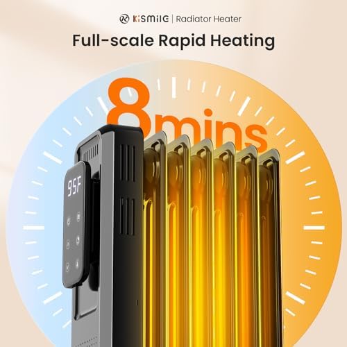 Kismile 1500W Electric Oil Filled Heater with Remote Control and LCD Display